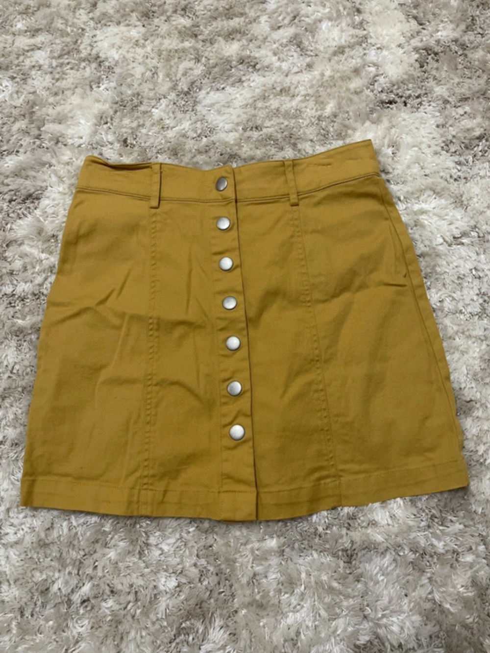 Mustard Button-Front A-Line Skirt